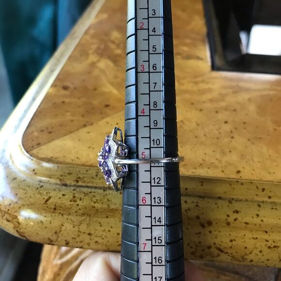 Natural Amethyst Sterling Silver Ring Size 5 - Picture 7 of 10